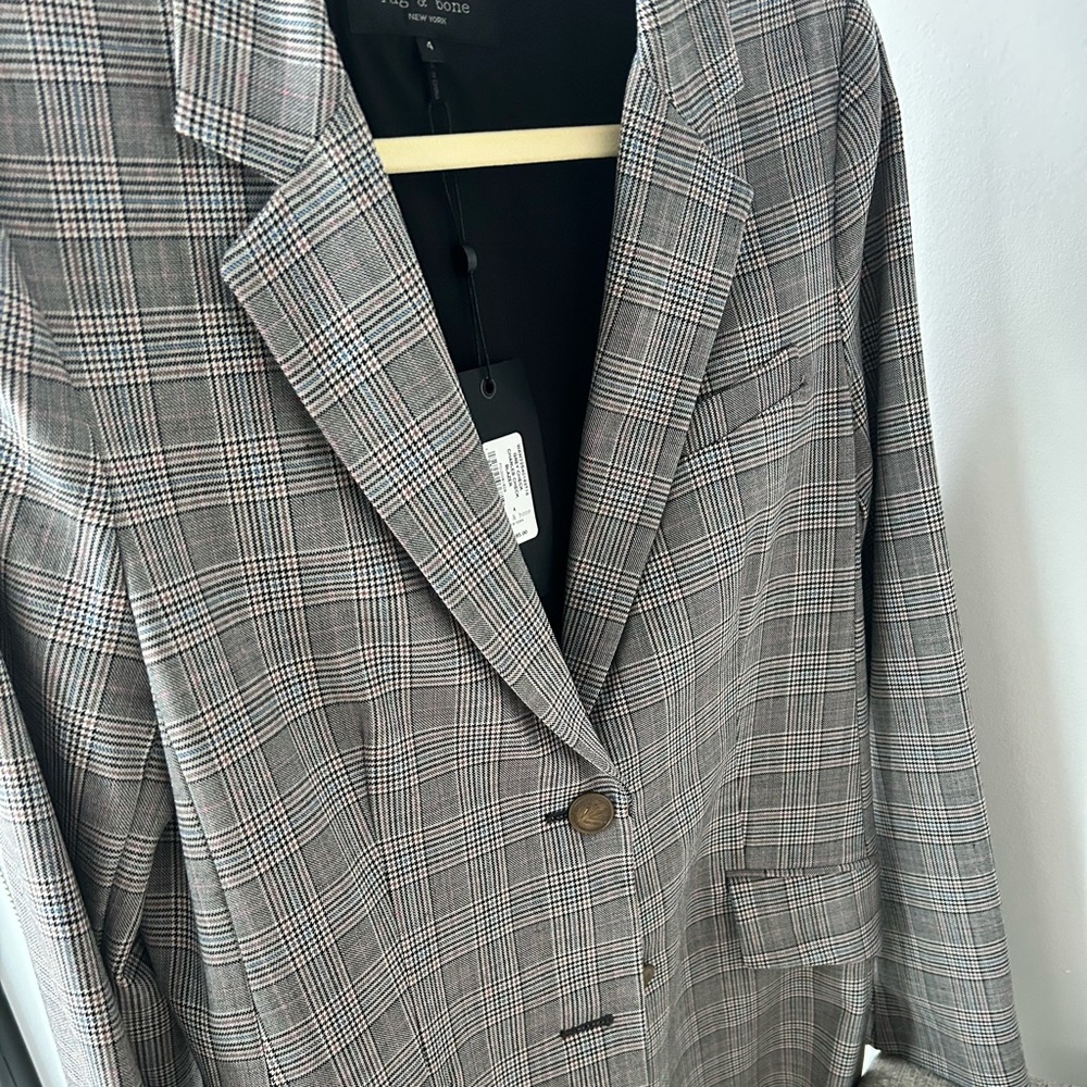 Rag and Bone NWT grey houndstooth blazer